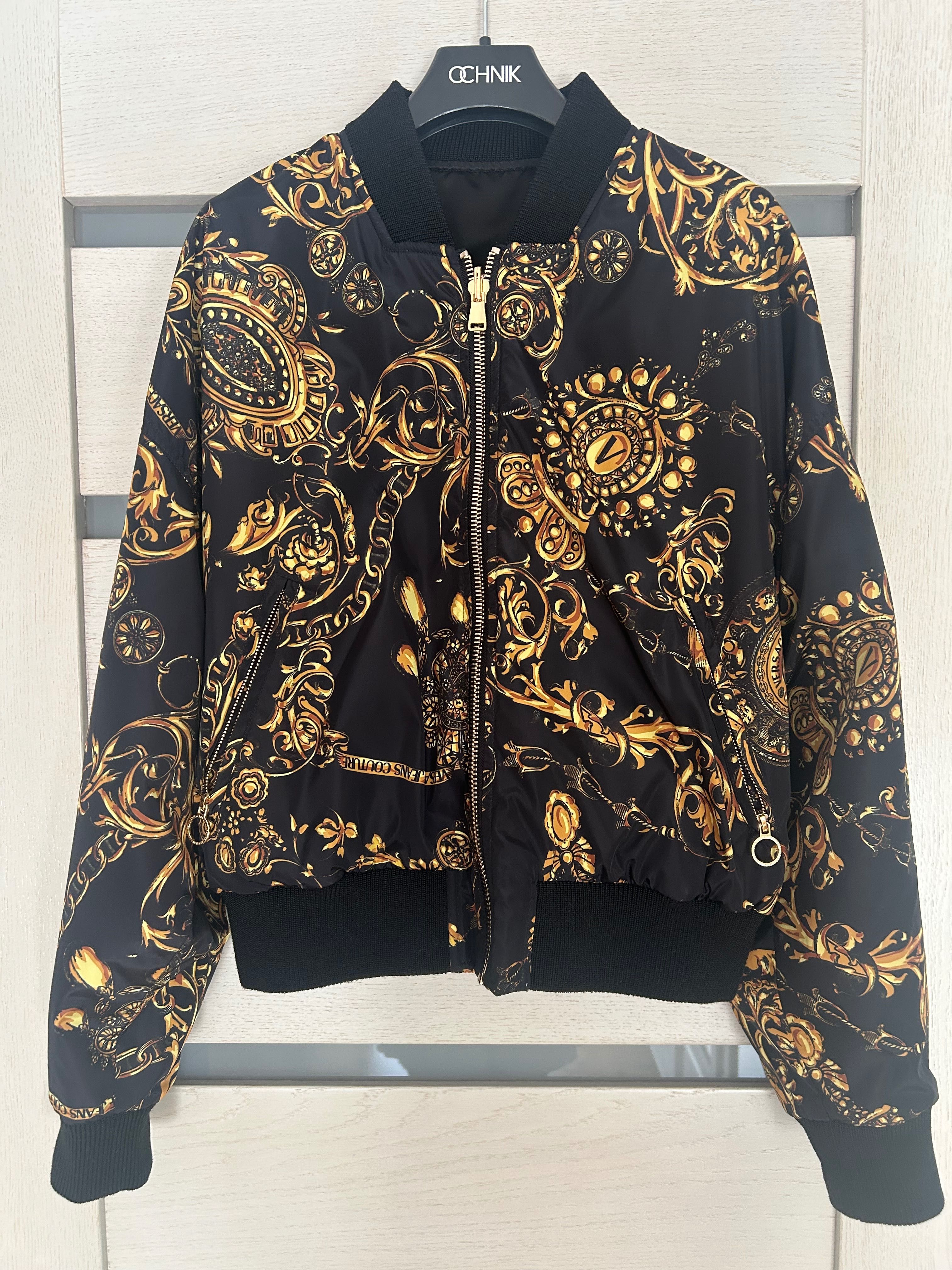 Versace JC dwustronna kurtka bomber Print Bijoux Baroque rozmiar M