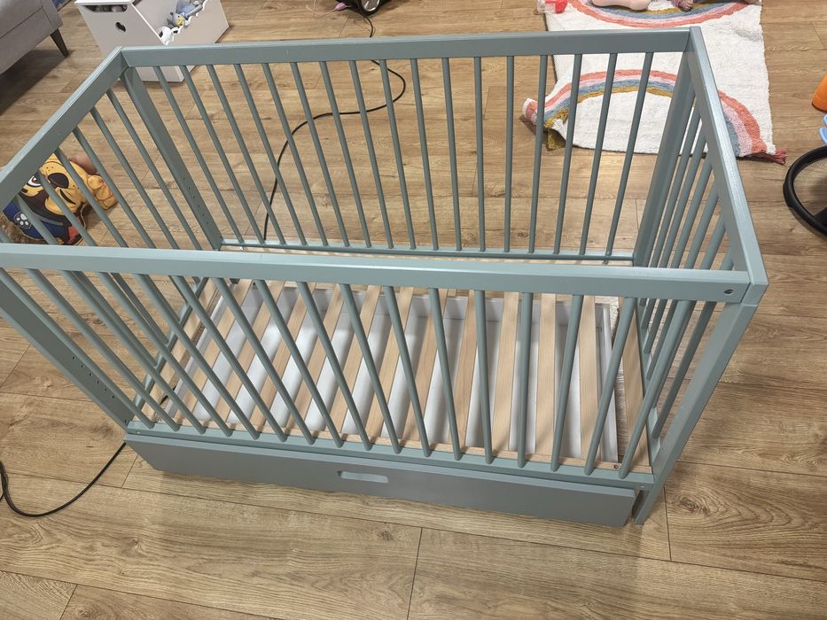 Łóżeczko dziecięce MOKEE materac szuflada regulacja