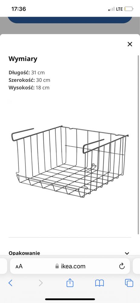 OBSERVATÖR kosz organizer z klipsem zawieszany na półkę Ikea