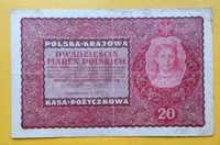 Banknot 20 Marek Polskich 1919 II seria DS