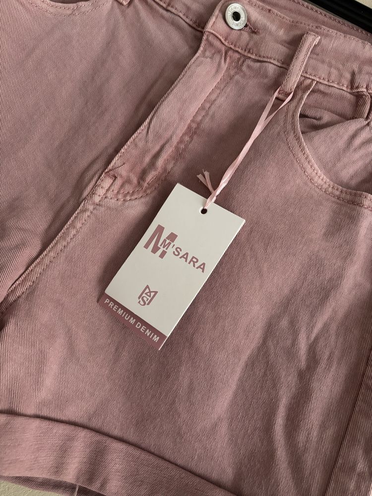 Krotkie spodenki jeans puder roz s m l nowe m sara
