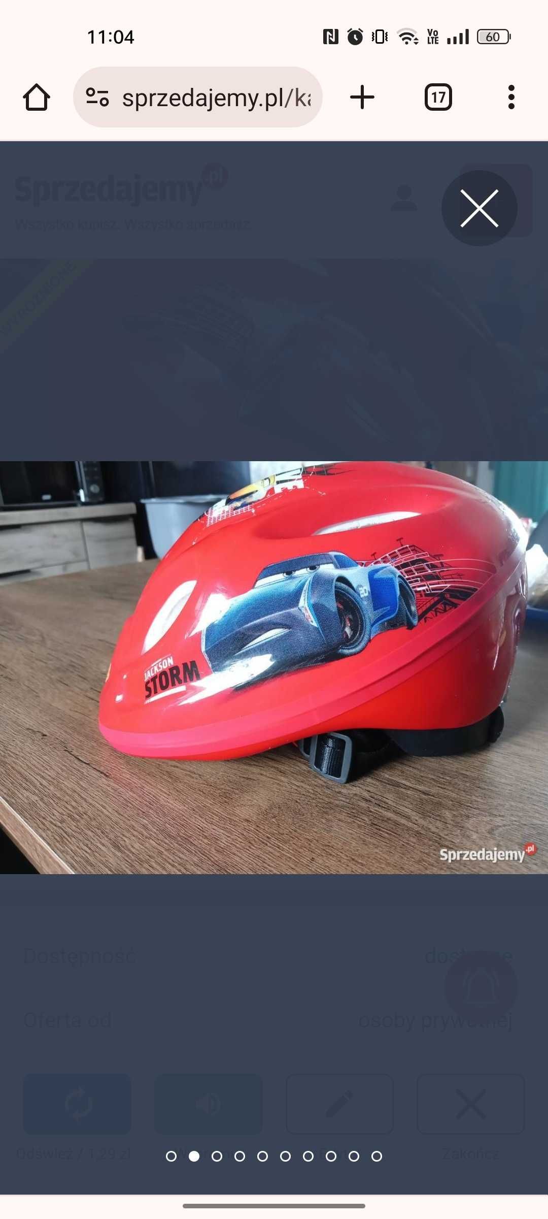 Kask auta Cars czerwony dla chłopca