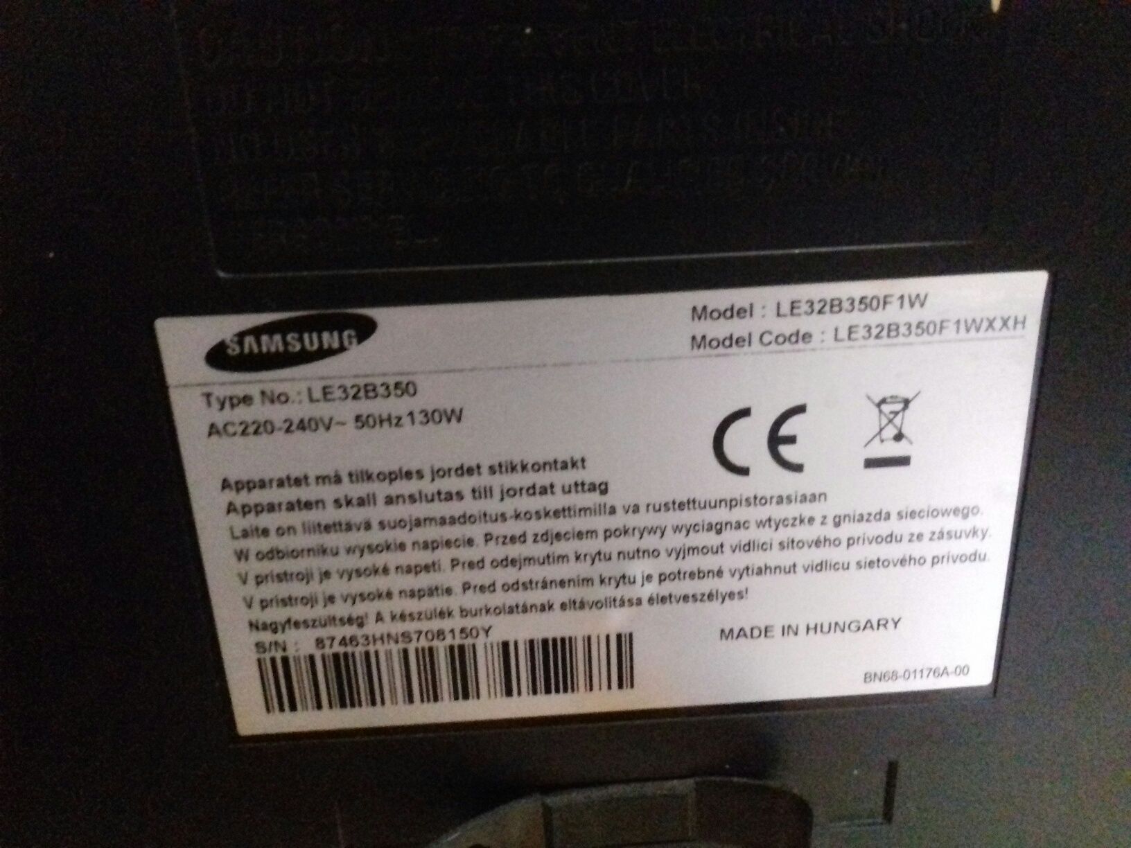 Telewizor 32 cale HD Samsung LE 32B350F1W z pilotem i dekoderem DVB-T