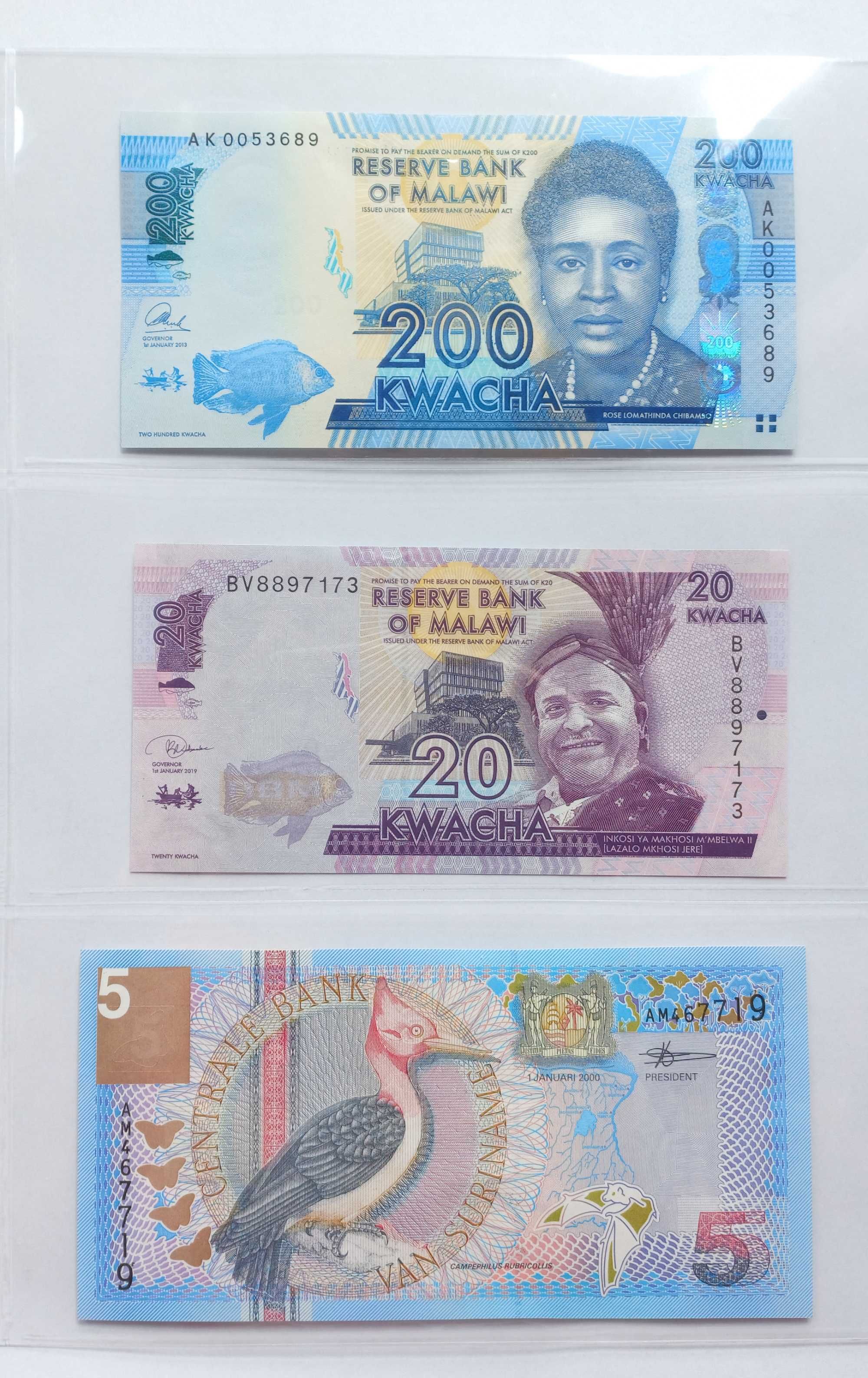 Banknoty świat - Malawi, Kwacha, Gulden, UNC