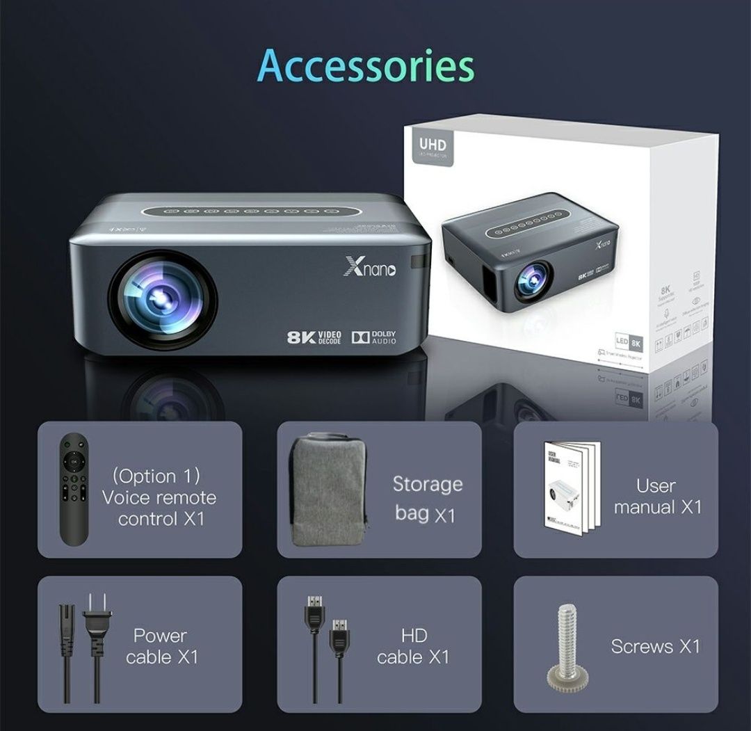 Projetor led 12000 lumens Android / NATIVA 1080P / Keystone 4 D/ 4k