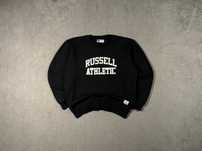 Bluza Russell Athletic XL Czarna Haft Vintage Crewneck Boxy Bawełniana