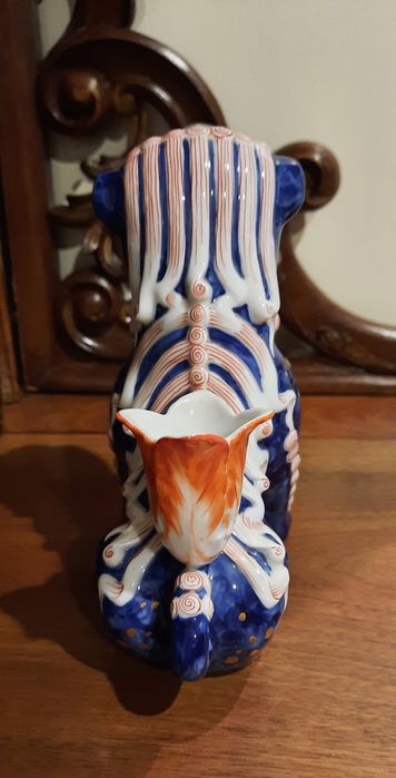 Escultura Figura Vista Alegre Cão de Foo castiçal 16cm pintura  manual