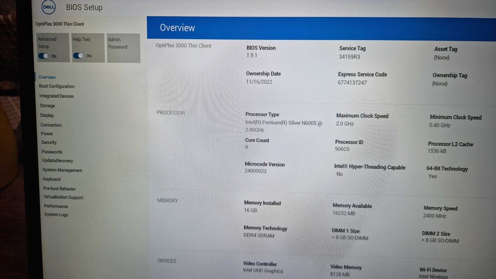 Dell Optiplex 3000 Thin Client Pentium N6005 DDR4 16GB SSD M2 1TB WiFi
