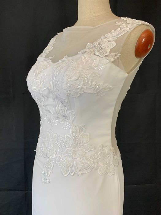 Nowa Suknia Ślubna Ivory Kremowa M 38 Gładka Empire Syrena Glamour