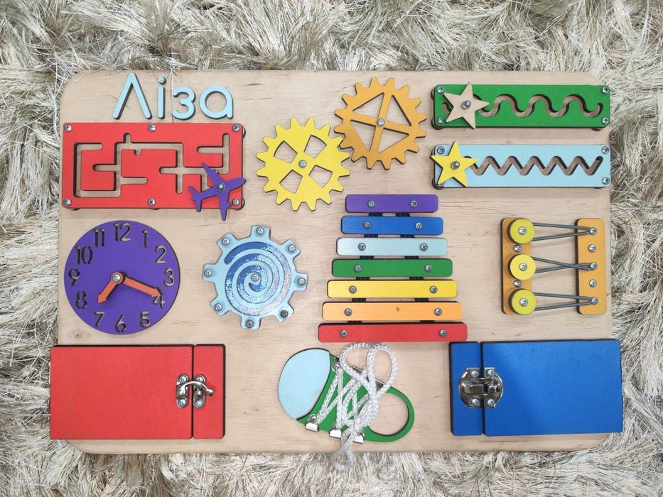 Дерев'яна іграшка,куб Монтессорі,Бізіборд,дошка розвиваюча