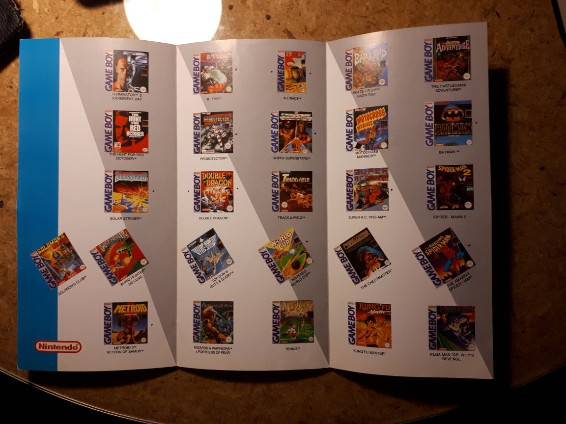 Publicidade oficial Nintendo Game Boy com jogos (novo, 1992, raro)