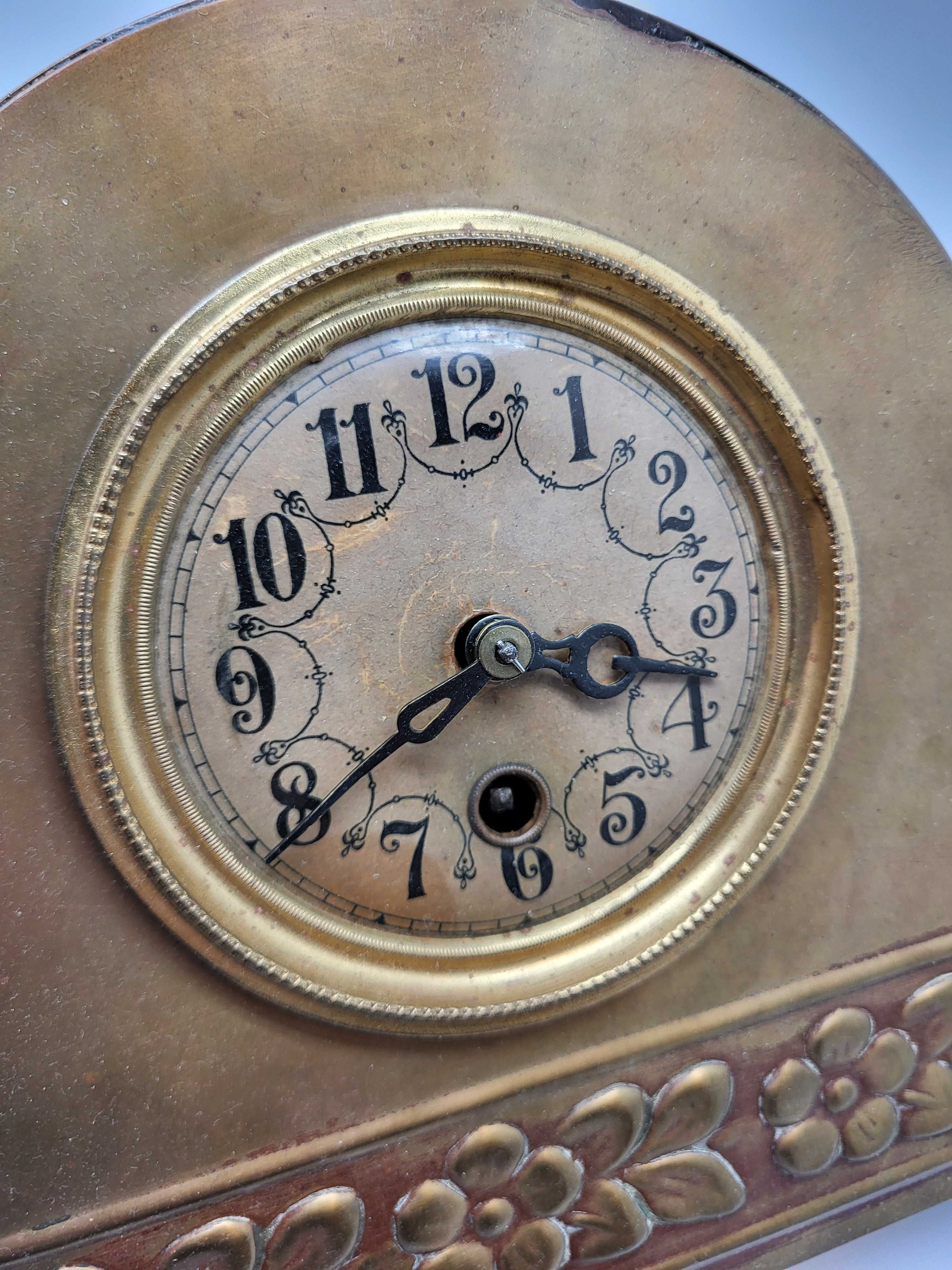 Stary Przedwojenny Zegar Kominkowy Napoleon DRGM Metalowa Obudowa