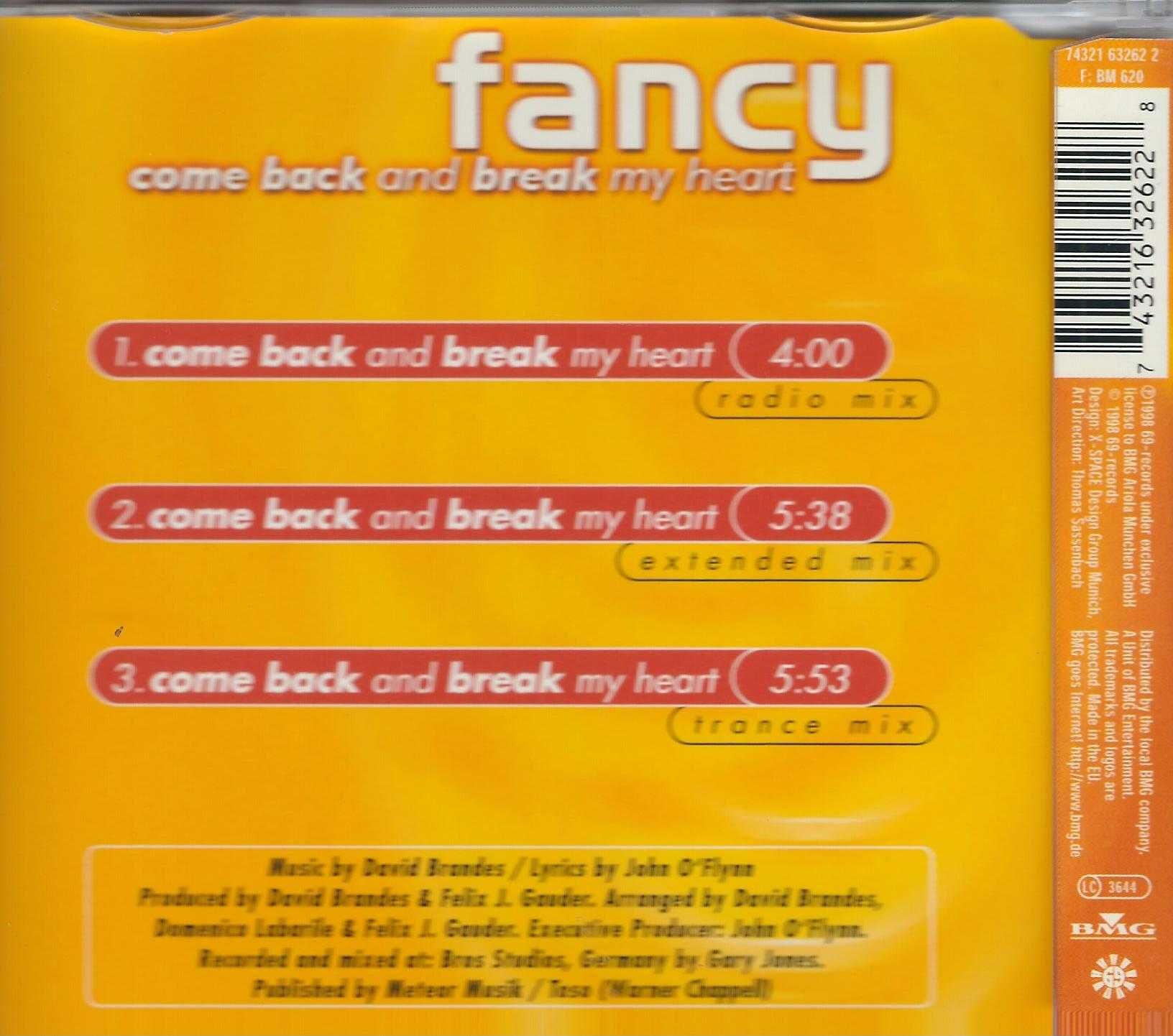 Maxi CD Fancy - Come Back And Break My Heart (1998)