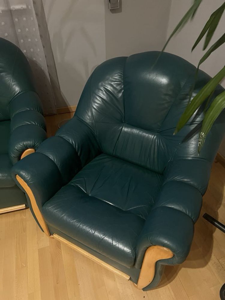 Zestaw mebli salonowych ciemnozielonych