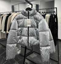 Металізована куртка пуффер анорак Zara