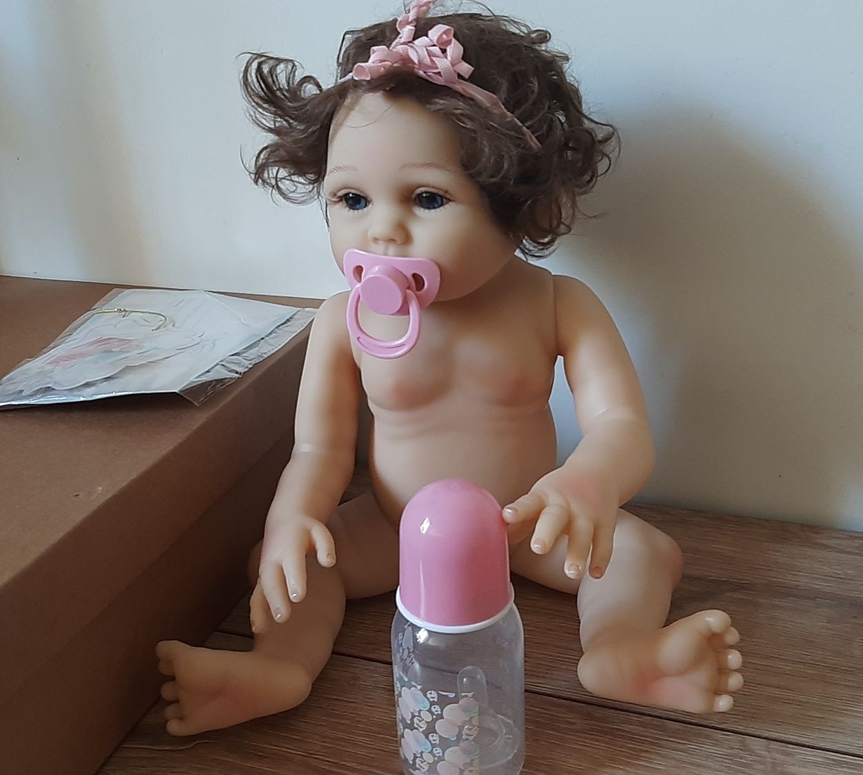 Оригинальная кукла reborn beby Dol 48 см.Врощенные волосы.Силикон.