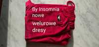Welurowe dresy By Insomnia nowe M L XL spodnie dresowe czerwone 38 40