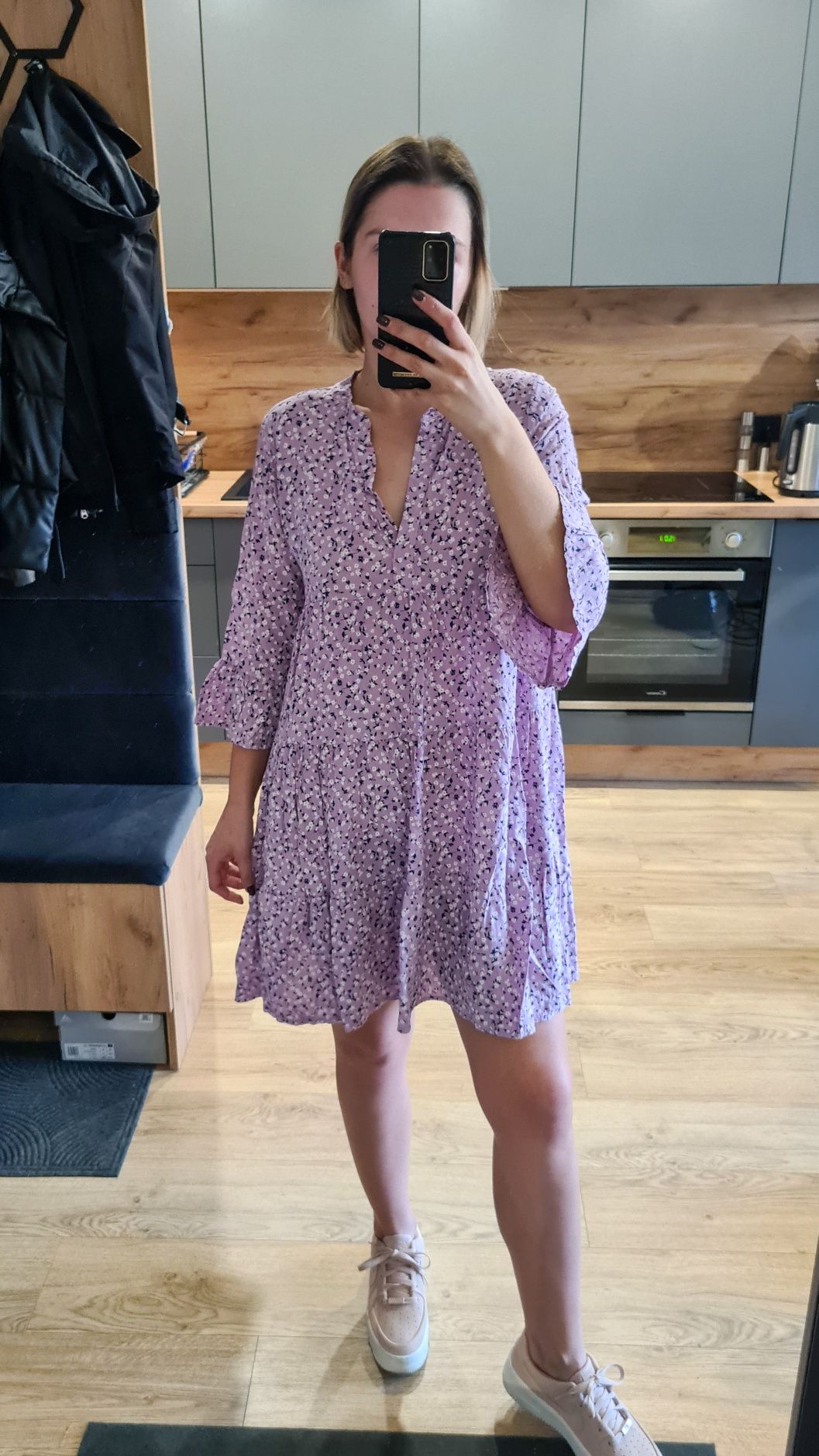 Sukienka fioletowa oversize ciążowa liliowa Stokrotka Dollyglamshop