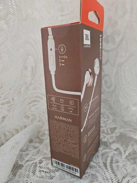 Nowe Słuchawki Przewodowe JBL Tune 205 Biało-Złote