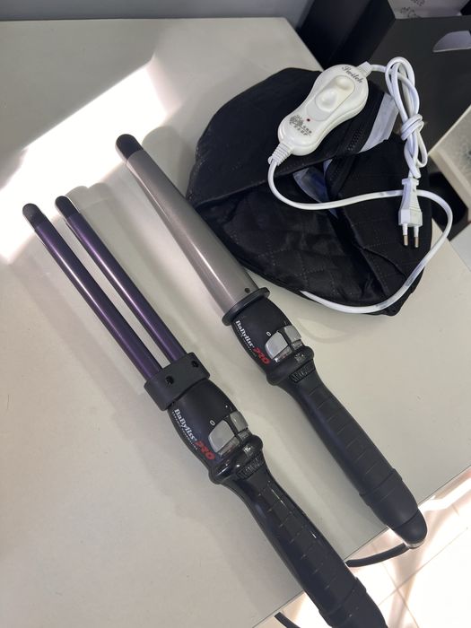 Плойка конусная двойная babyliss термошапка