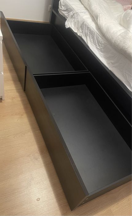 Estrutura cama c/4 gavetões, preto castanho.