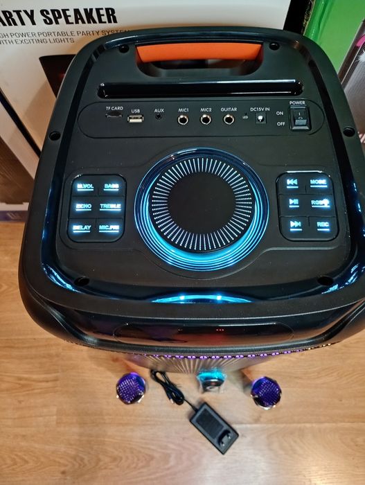 Блютуз караоке акустика GeDi-85(SD,USB, FM) ПультДУ, 2микрофона