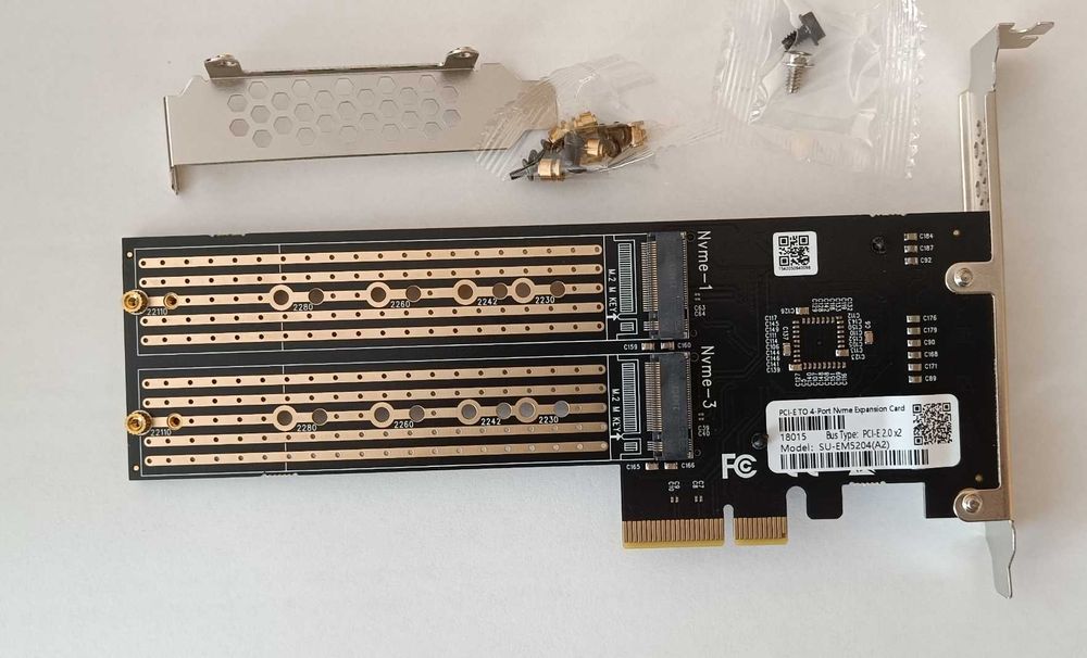 Karta rozszerzeń PCI-E 2.0 x8 do 4 portów M.2 NVME.