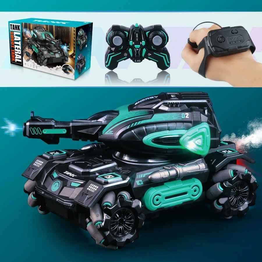 Carro de brinquedo RC spray 2.4G tanque de polo brinquedo acrobatico