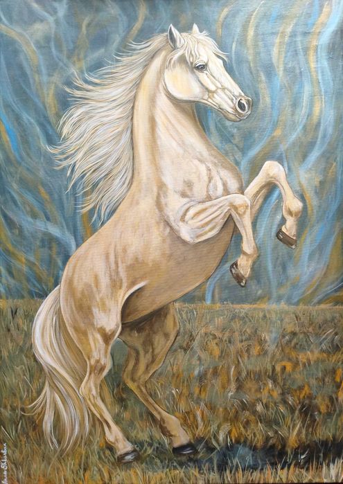 Оригінальна картина “Нескорений” Акрил 50×70  Авторська робота, кінь