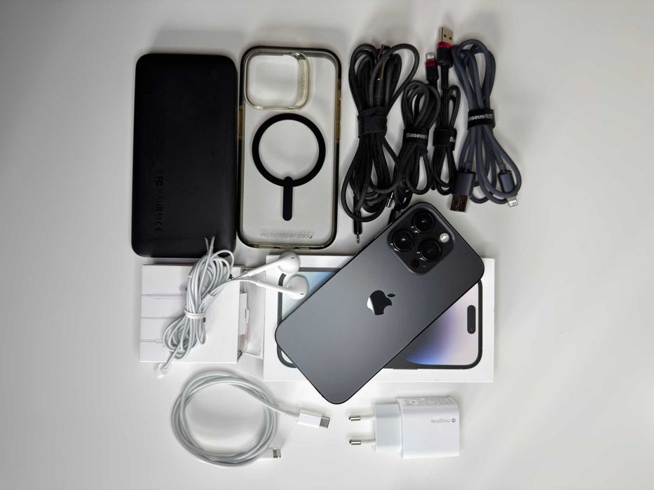 Iphone 14 Pro 256GB - Czarny - Jak nowy - Gadżety! - Komplet