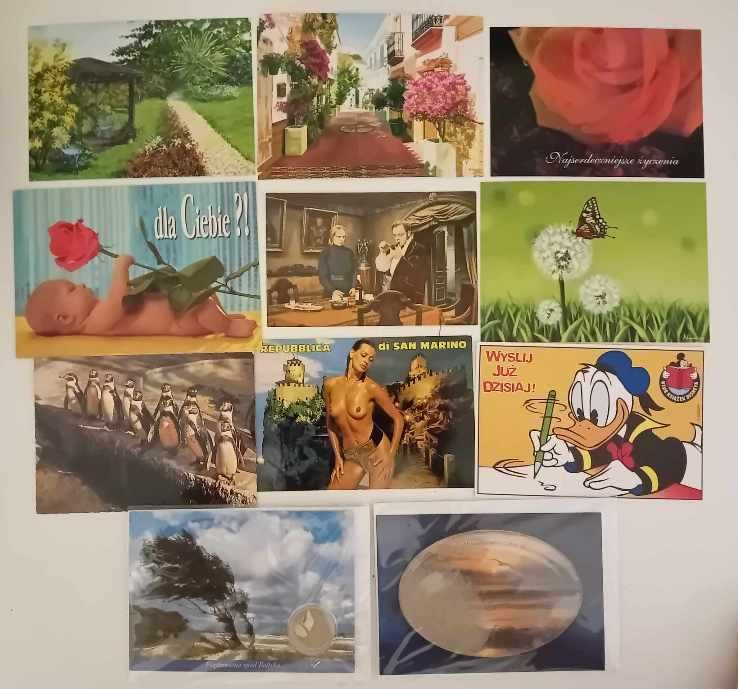Pocztówki różne śmieszne okazjonalne 27sztuk