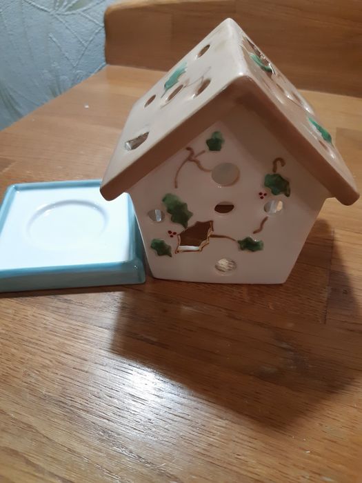 Декоративный подсвечник домик, керамика