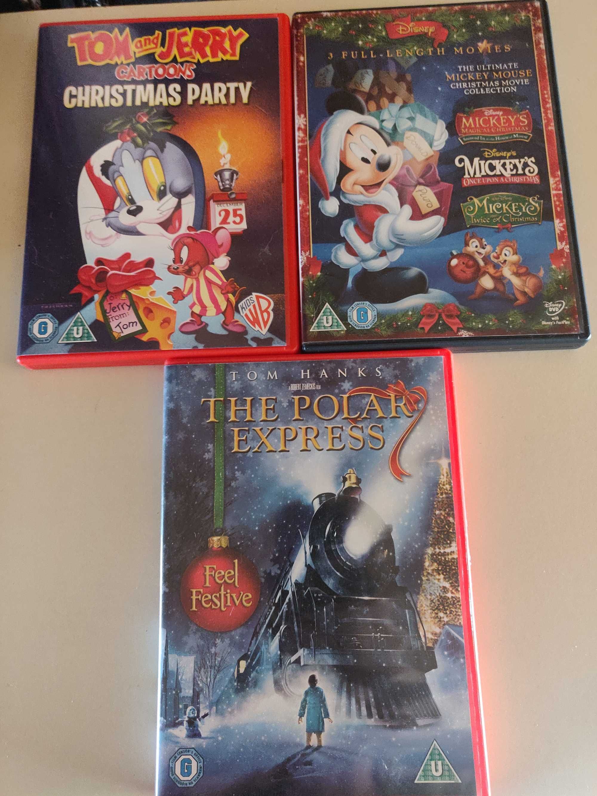 5x DVD Bajki świąteczne myszka Miki, Tom i Jerry, Polar express