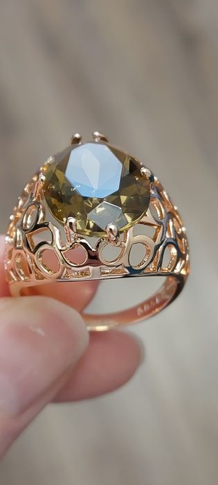 Luksusowy sygnet Retro Różowe złoto 585