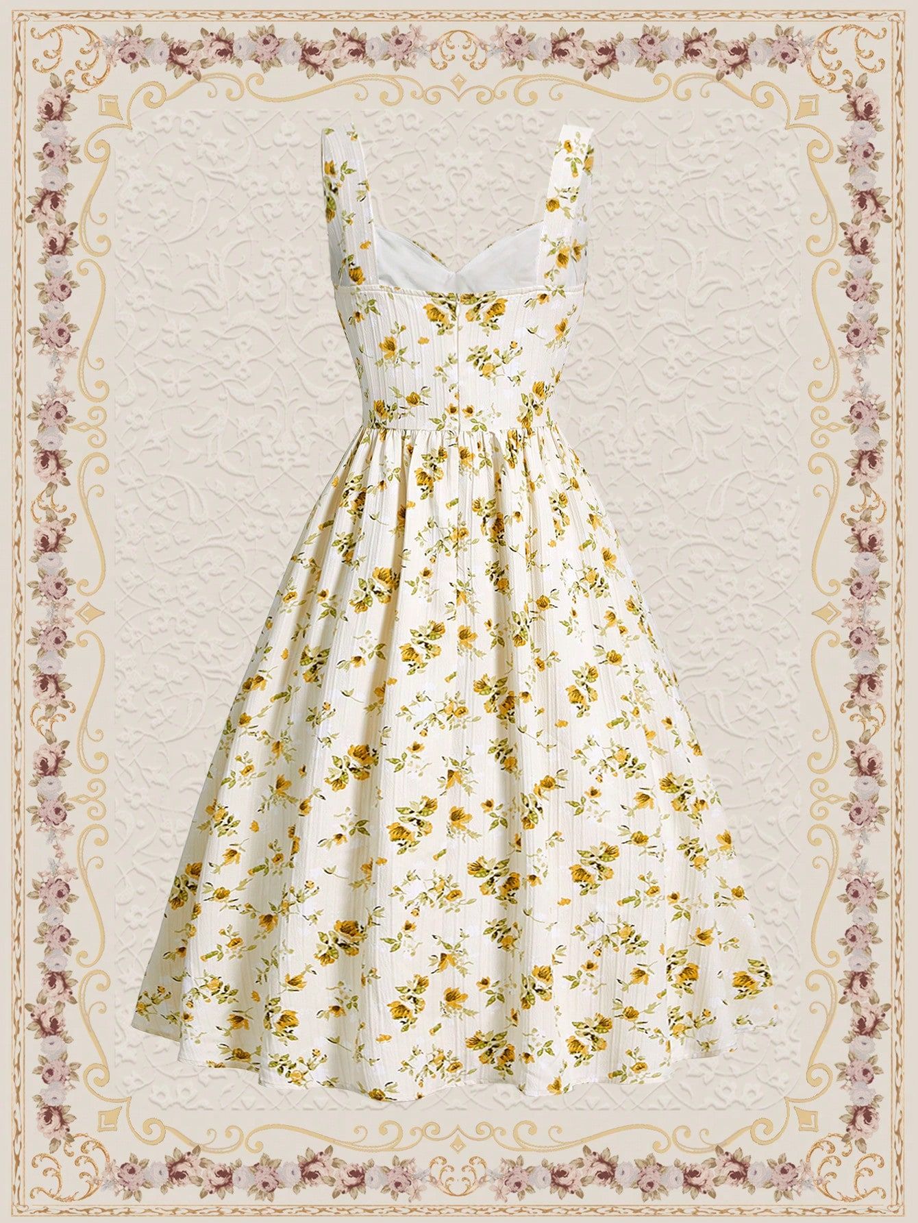 Sukienka Letnia Boho W Kwiaty Marszczona Rozkloszowana Midi Shein Xs