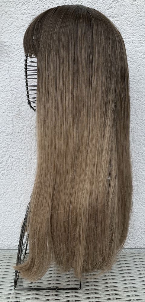 Brąz z blondem ombre, peruka, długie włosy