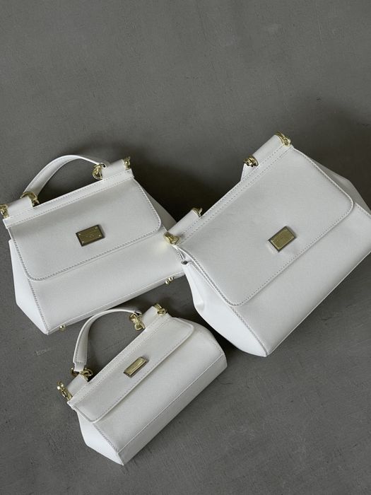 Жіноча сумка Dolce & Gabbana Sicily біла , шкіряна сумка дольче