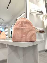 Шапка Acne Studios Rib knit beanie hat pink