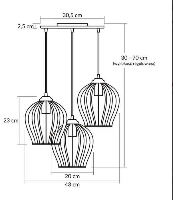 Lampa wisząca sufitowa zwis MIRA 3P metal klatka