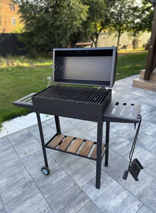 Мангал з кришкою для барбекю метал 4 мм на 8 шампурів ПОСИЛЕНИЙ