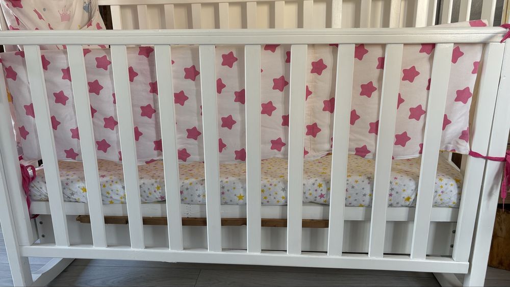 Мʼякі бортики для дитячої кроватки , наволочка для матраса, балдахін