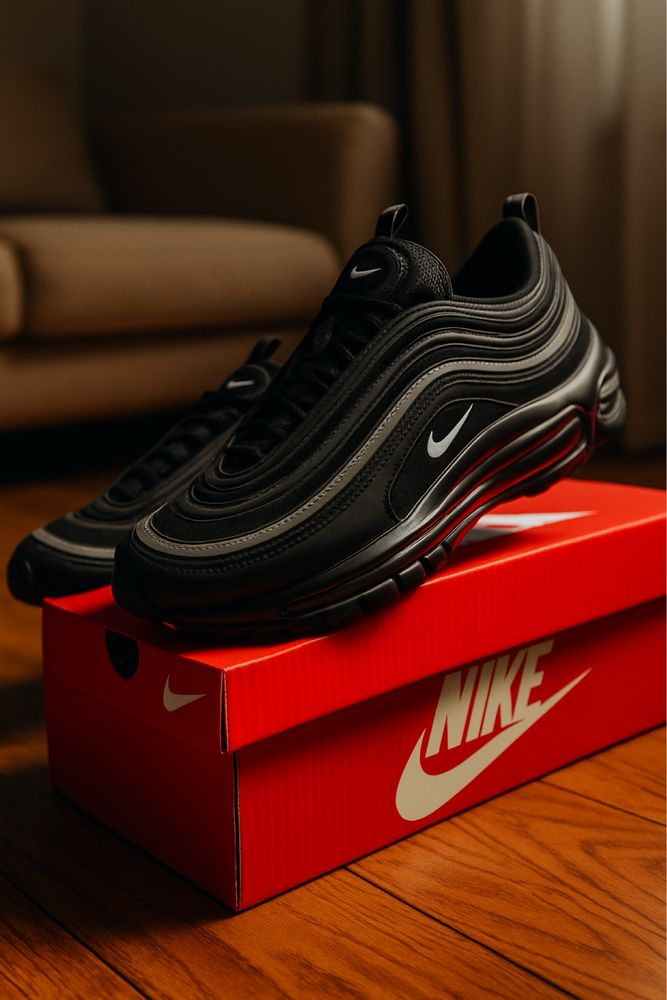 Чоловічі кросівки Nike Air Max 97 чорні з сірою вставкою