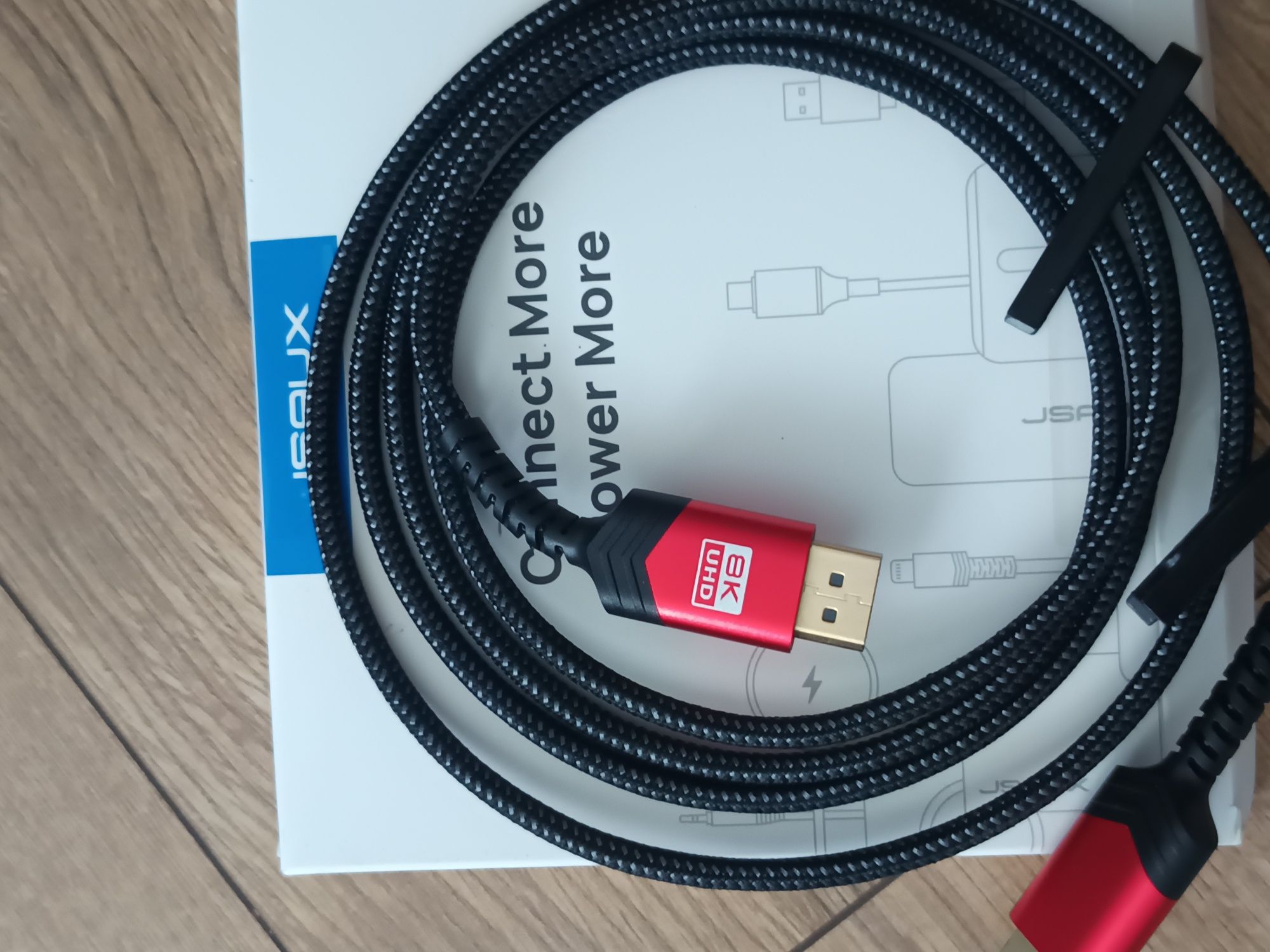 Kabel JSAUX DisplayPort 8K  2 metry oplot Nowy
