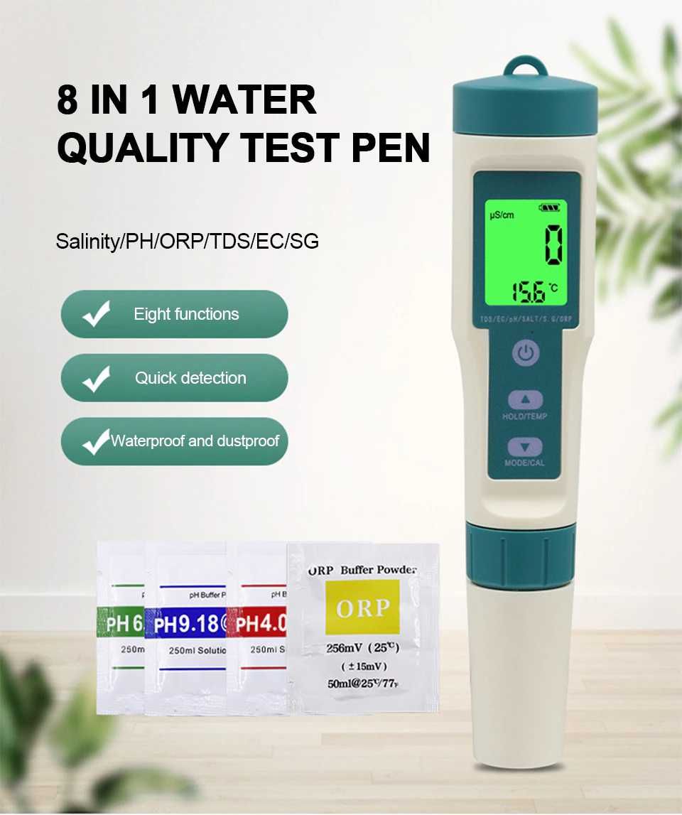 ОВП метр, 7 в 1H TDS EC ORP Salinity S. G Temp