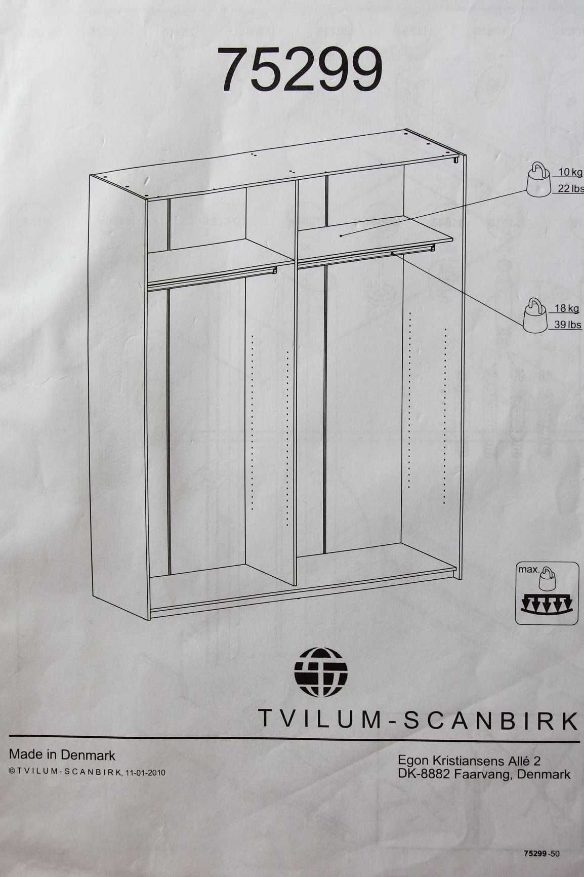 Szafa ubraniowa z przesuwanymi drzwiami