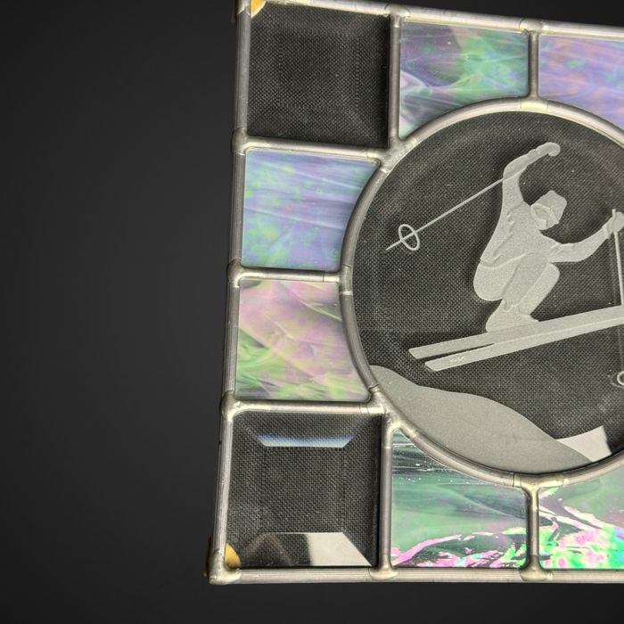 Obrazek szklany witrażyk do powieszenia narciarz skoczek b41/9816