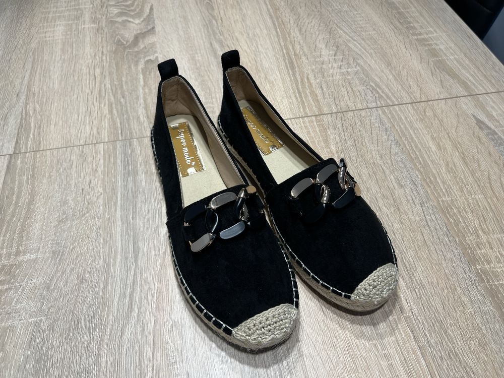 Espadryle łancuch zloto czarny 38