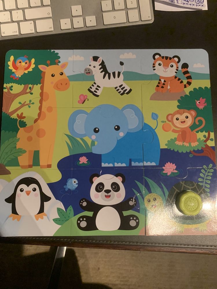 Piankowe puzzle z odgłosami zwierząt z zoo