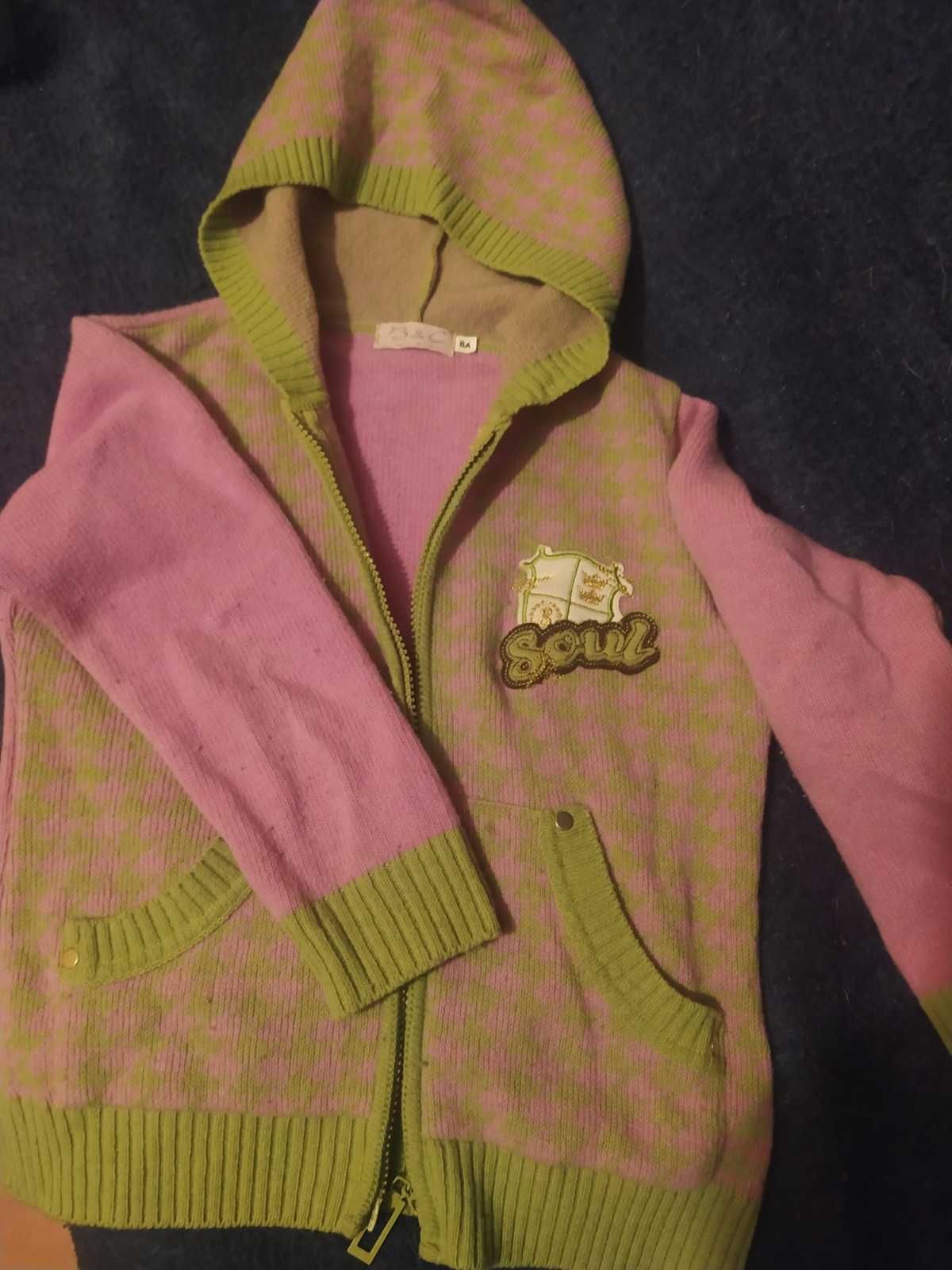 Casaco Malha rosa e verde