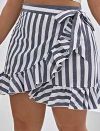 Nowa spódnica w paski biało szara idealna na plażę rozm. 44, Shein XXL